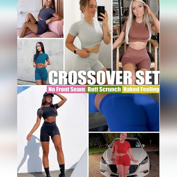 Danysu Snatched Waist Crossover Shorts and Top Workout Gym 2 pcs - Picture 10 of 12